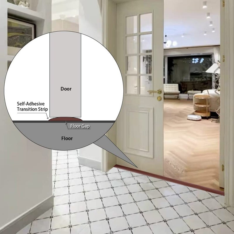 LSGCQ Floor Transition Strip 2"" Self Adhesive Flat Vinyl Flooring Transitions Strip with Strong Backing Wood Grain 5cm, 20FT, Dark Walnut - Image 3